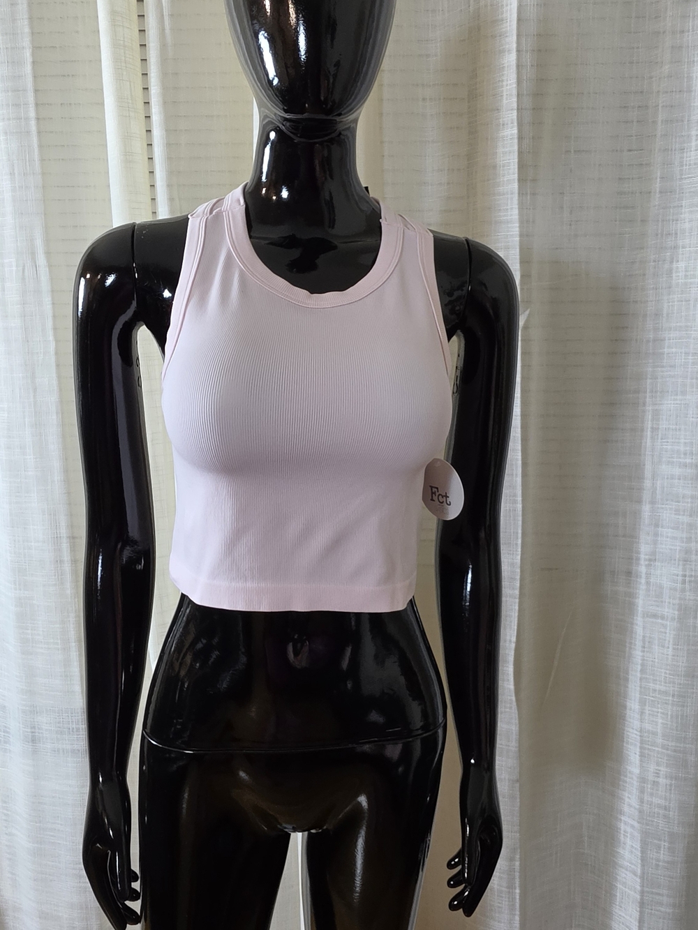 New Mix Light Pink Ribbed Crop Tank Top